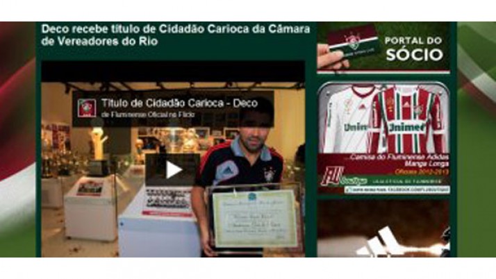 Site do Fluminense dá destaque a homenagem de Caiado a Deco