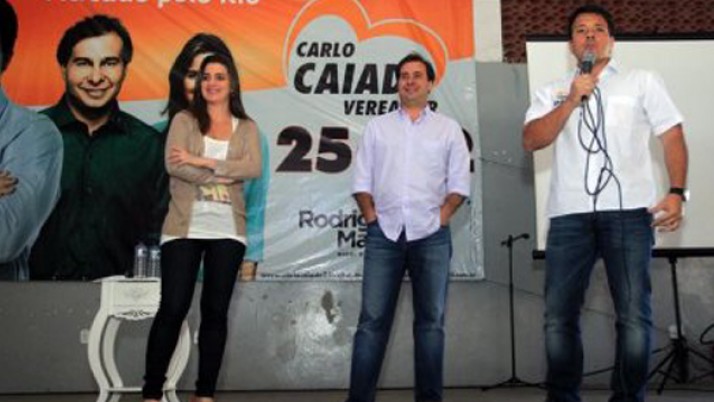 Caiado recebe visita de Rodrigo Maia e Clarissa em Convenção
