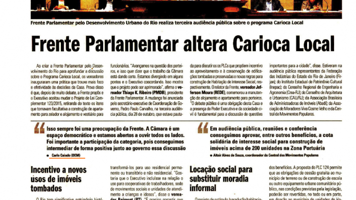 Expresso: Frente Parlamentar altera Carioca Local