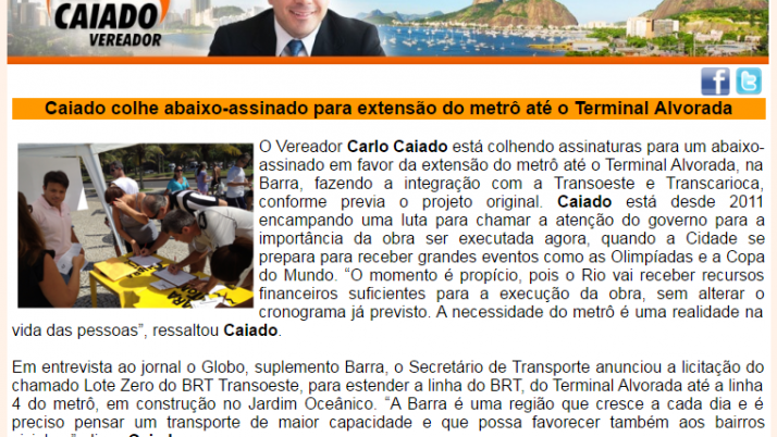 Ver. Carlo Caiado – Diário da Barra 03/2013