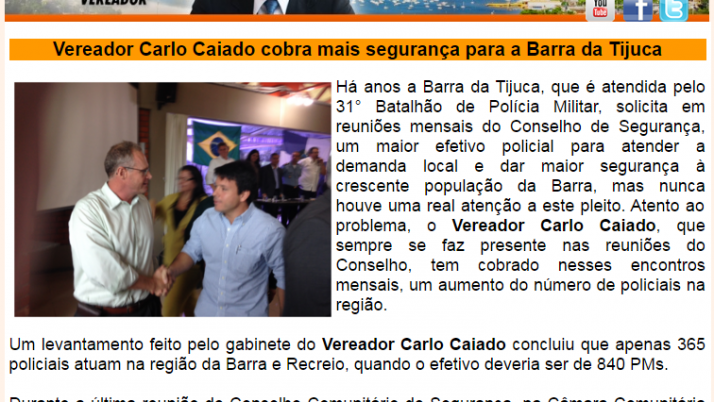 Ver. Carlo Caiado – Diário da Barra 10/2013