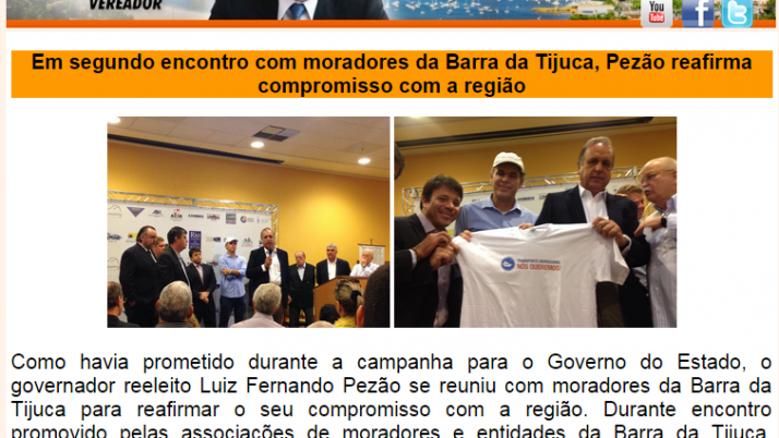 Em segundo encontro com moradores da Barra da Tijuca, Pezão reafirma compromisso com a região
