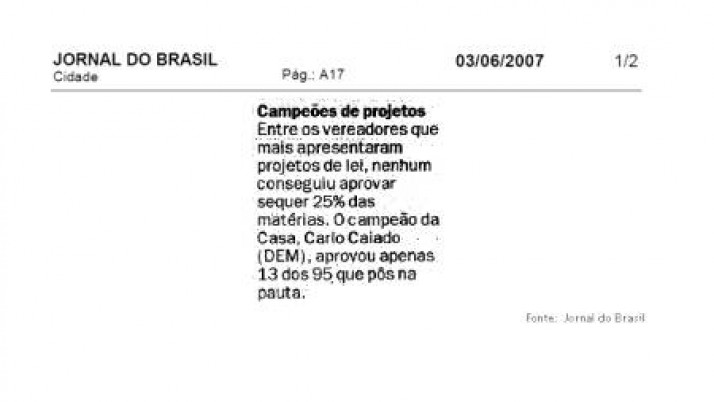 Jornal do Brasil confirma: Carlo Caiado é o vereador mais atuante