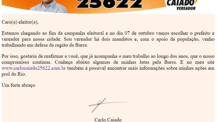 Ver. Carlo Caiado – Diário da Barra 09/2012