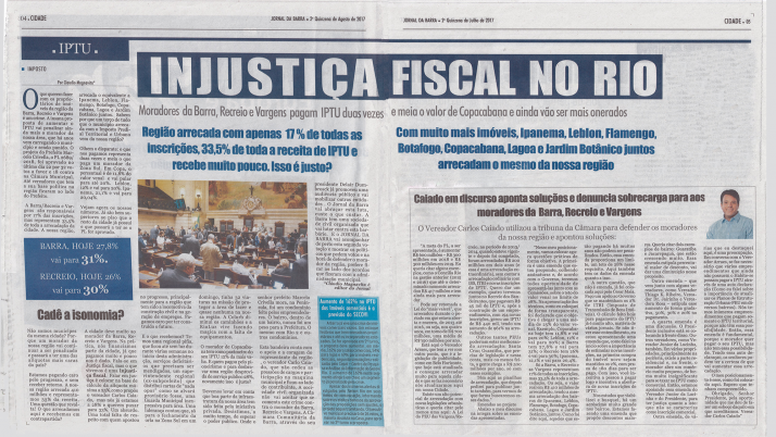 Jornal destaca atuação de Caiado contra o aumento de IPTU na Cidade